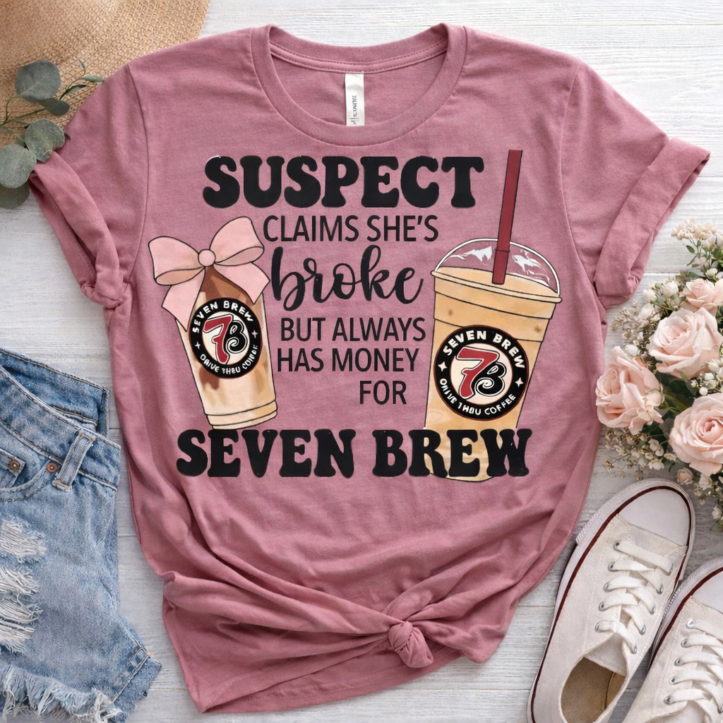 custom t-shirt, custom printing, coffee lovers, seven brew, mauve