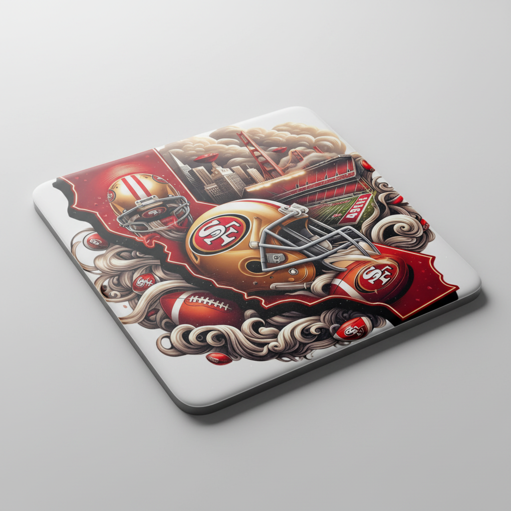 Ceramic coaster, custom design, 49ers, nfl, sports team, football