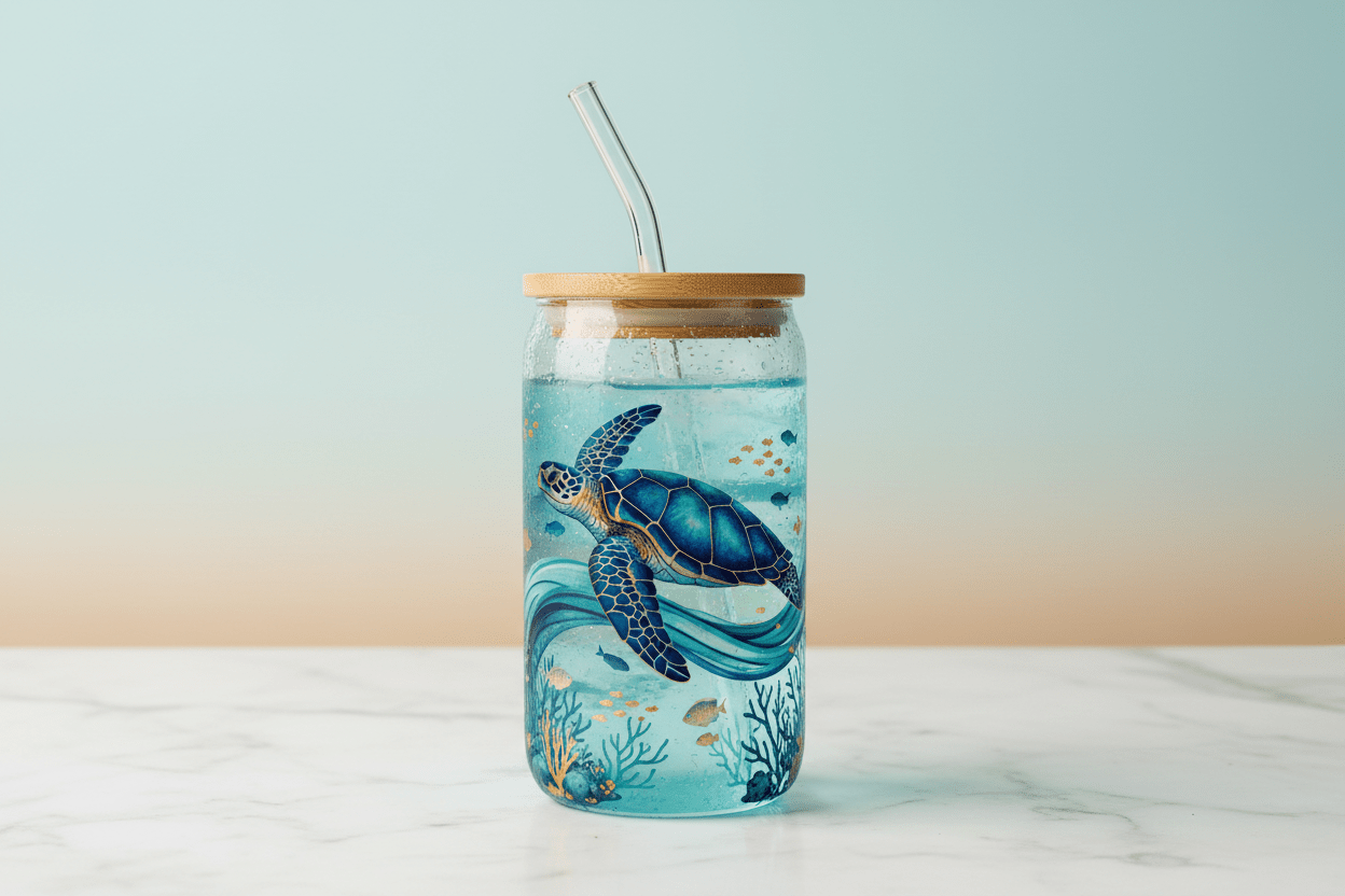 Glass Cups with Bamboo Lid and Straw - ABigBdesignz