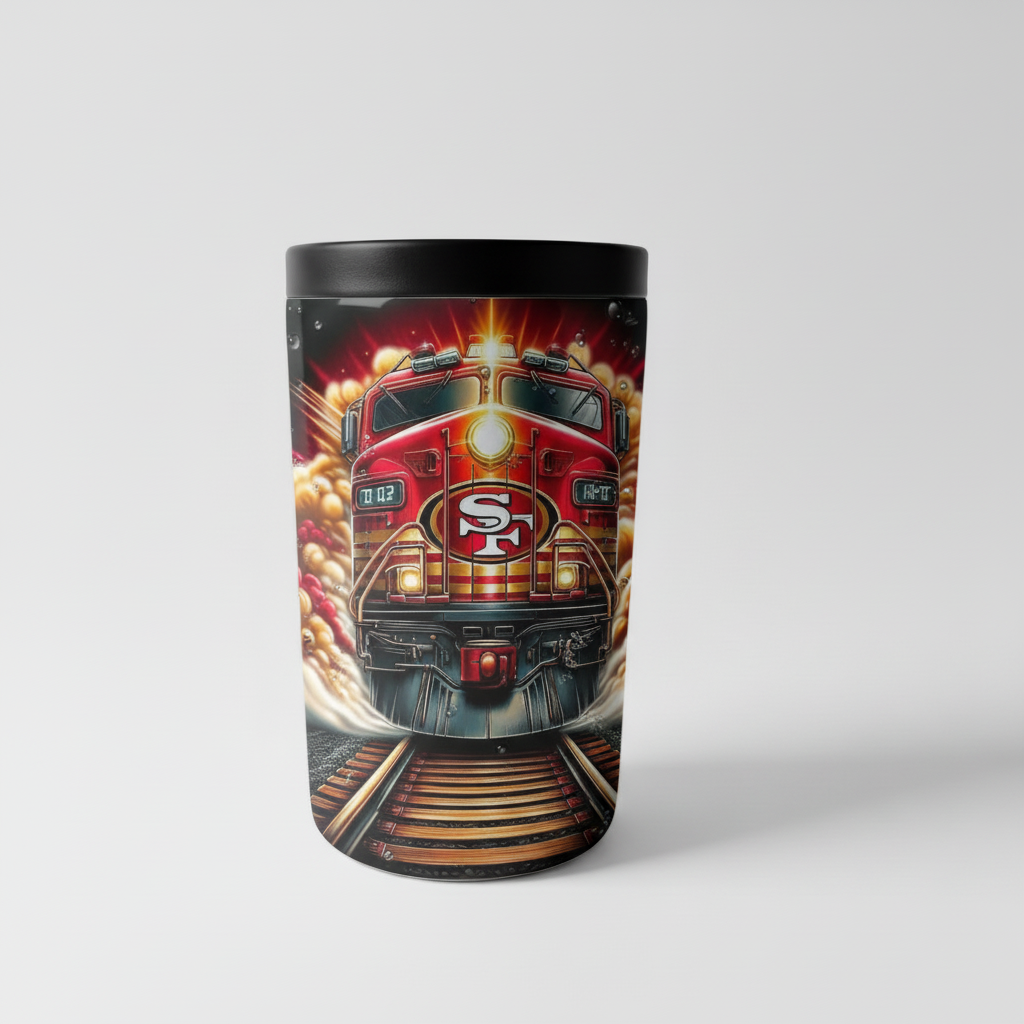 Stainless steel can cooler with 49ers design
