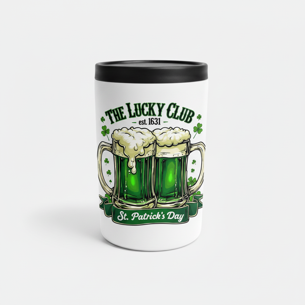 The Lucky Club St. Patrick's Day Can Cooler - White